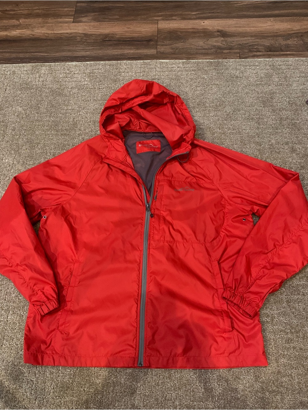 Eddie Bauer Red Hooded Windbreaker Jacket